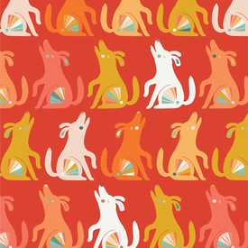 Art Gallery Fabrics Art Gallery -  Oh Woof - Happy Howl / Dogs / Red / OHW-68684