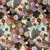 Japanese Fabric - Metallic / Tossed Flowers / Brown / (A) JTF03