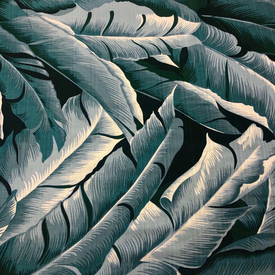 Hoffman Fabrics Hoffman - Barkcloth - Tropical Large Leaves / Dusty Teal / Q5006-D21