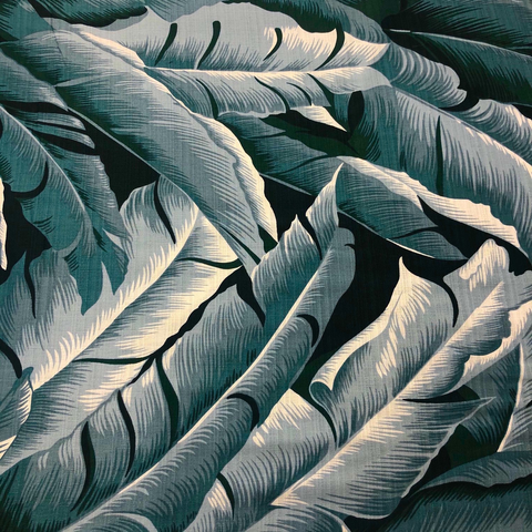 Hoffman - Barkcloth - Tropical Large Leaves / Dusty Teal / Q5006-D21