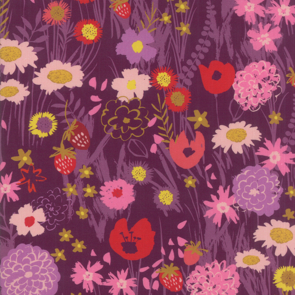  Moda Fabrics - Growing Beautiful / Wild Flowers / Plum / 11830-15
