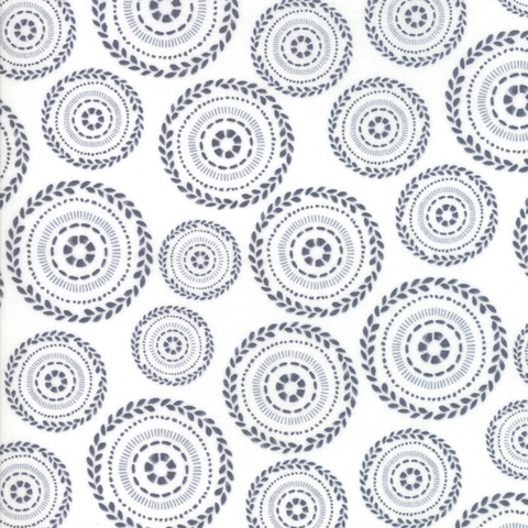 Moda Fabrics - Harmony / Flower Circles / Grey on White / 5692-26