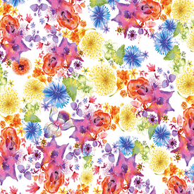 Clothworks Clothworks - Flower Talk - Masha D'yans - Rainbow Floral / White / y3010-1