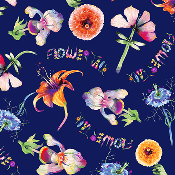  Clothworks - Flower Talk - Masha D'yans - Fun Floral / Navy / y3009-53