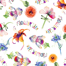 Clothworks Clothworks - Flower Talk - Masha D'yans - Fun Floral / White / y3009-1