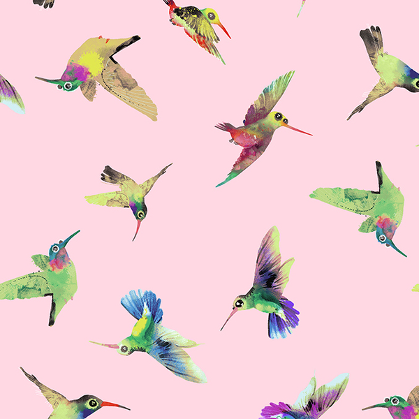  Clothworks - Flower Talk - Masha D'yans - Hummingbirds / Pink / y3011-41