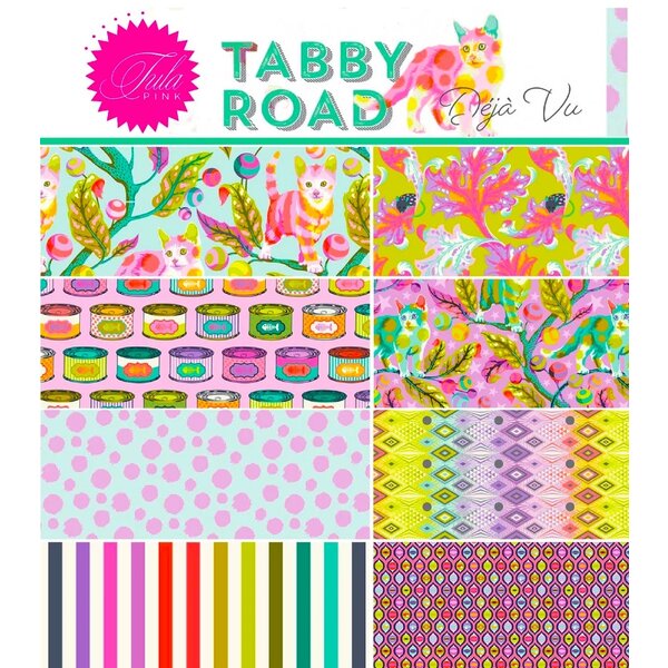 Tula Pink Tula Pink - PREORDER / Tabby Road  (Deja Vu)  / Fat Quarter Bundle / 8pc