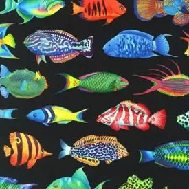  Double Wide - 108"  / Tropical Fish / Black / AQCDX-20734-2