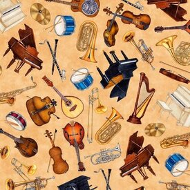 QT Fabrics QT Fabrics - Tiny Tunes Instrument Toss 28556-A