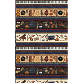 QT Fabrics QT Fabrics - Tiny Tunes Instrument Stripe