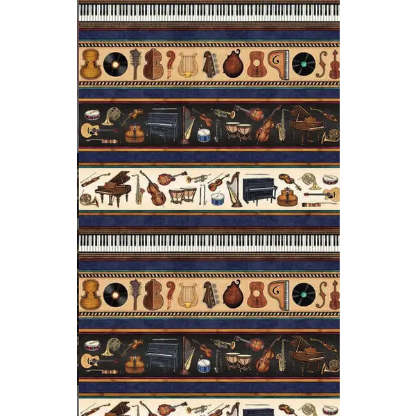 QT Fabrics QT Fabrics - Tiny Tunes Instrument Stripe