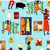 QT Fabrics - Julia Cairns / Joyful Days / Scenic Toss / Blue / 20669-Q