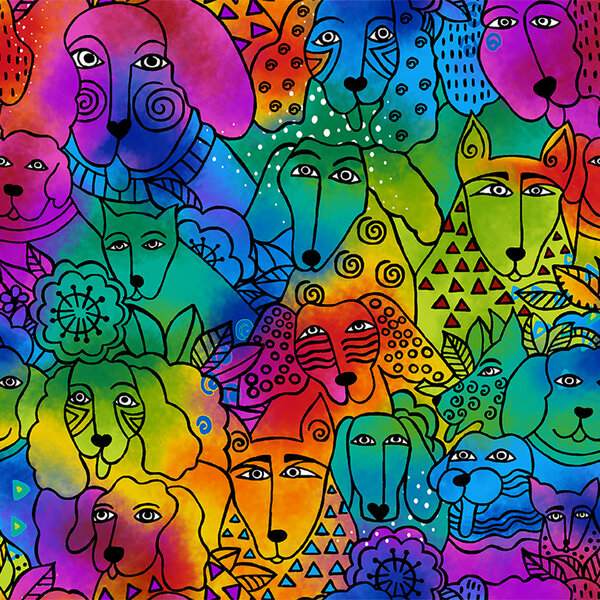 Laurel Burch Laurel Burch - Kindred Canines / Watching You / Y3706-55 / Multi Color