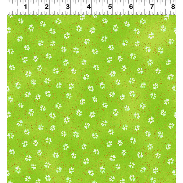 Laurel Burch Laurel Burch - Kindred Canines /  Paw Prints /  Y3711-19M / Dark Lime Metallic