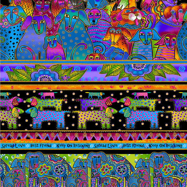Laurel Burch Laurel Burch - Kindred Canines / Pictorial Stripe / Y3705-55M / Multi Color Metallic