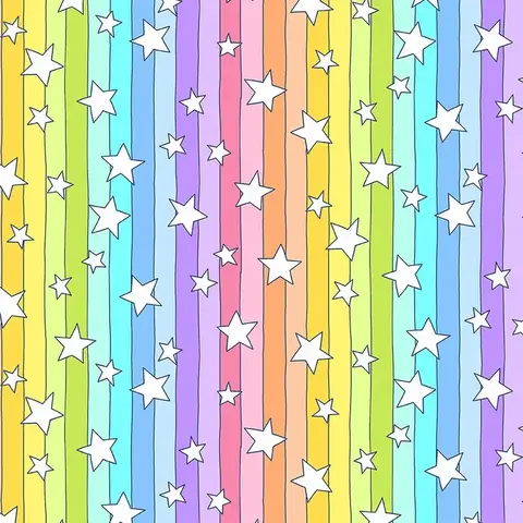 Andover - Believe - Rainbow Stripes With Stars / White / Light