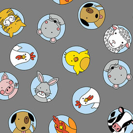  Andover - Penpals / Animal Bubbles / Grey / 348-C