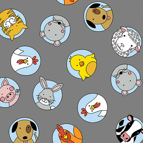 Andover - Penpals / Animal Bubbles / Grey / 348-C