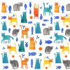 Clothworks - Colorama / Cat Feast / Y3806-1 White