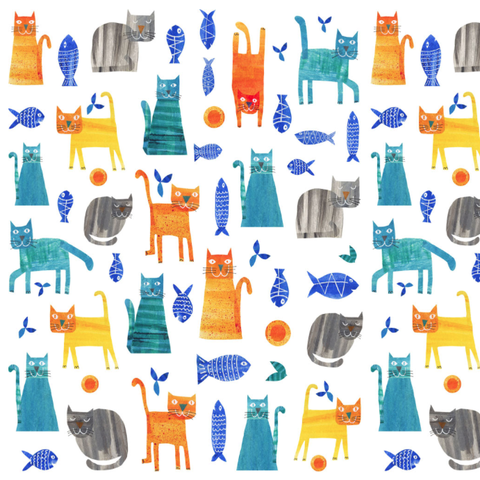 Clothworks - Colorama / Cat Feast / Y3806-1 White
