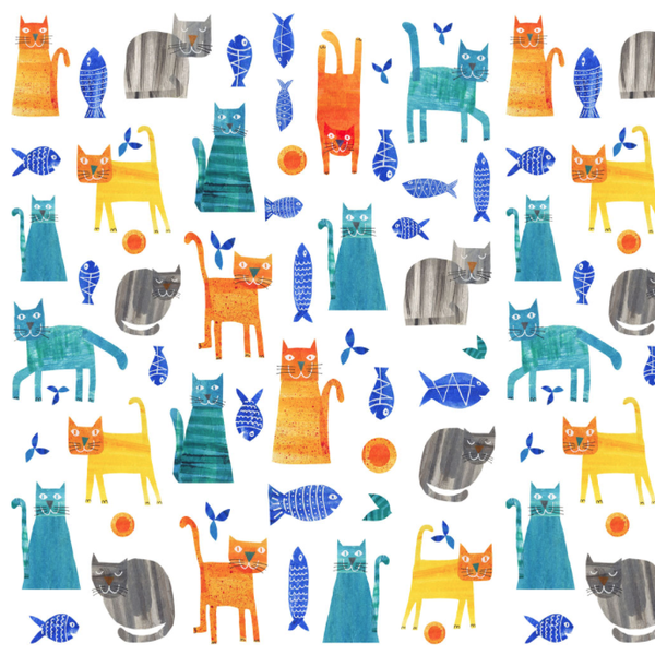 Clothworks Clothworks - Colorama / Cat Feast / Y3806-1 White
