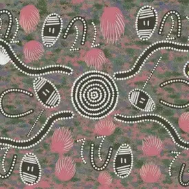 Australian Aboriginal Australian Aboriginal - Tree Snake Gathering / Gray