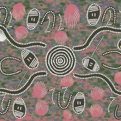 Australian Aboriginal - Tree Snake Gathering / Gray