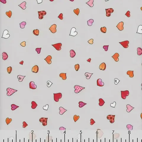Clothworks - Anita Jeram  / From The Heart / Hearts / Grey / 3360-5