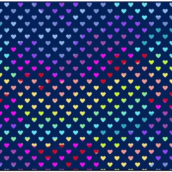 Clothworks Andover - Mini Hearts / Rainbow / Navy / A-9793-K