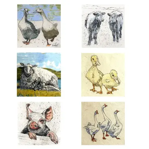 Annabel Langrish - Mini Gift Size Card Set / 6pc / Farm Animals