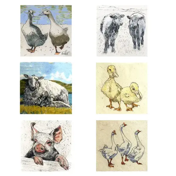  Annabel Langrish - Mini Gift Size Card Set / 6pc / Farm Animals