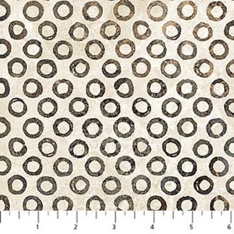 Northcott - Stonehenge Retro Vibes / Rings Beige Black / 27746-12