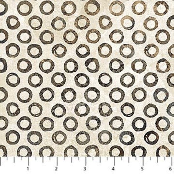 Northcott Fabrics Northcott - Stonehenge Retro Vibes / Rings Beige Black / 27746-12