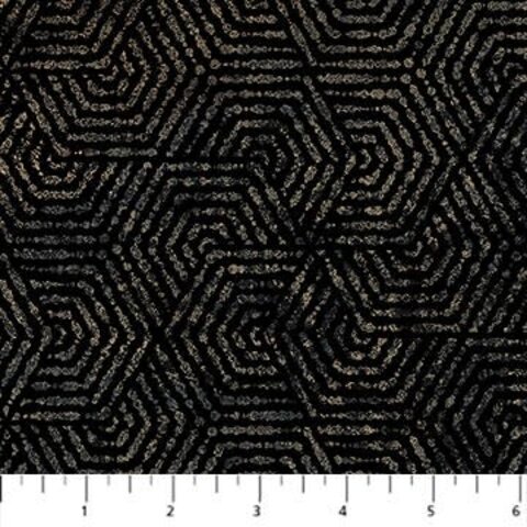Northcott - Stonehenge Retro Vibes /  Hexie Black / 27743-99