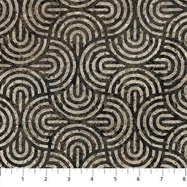 Northcott Fabrics Northcott - Stonehenge Retro Vibes /  Semi-Circles Black Multi / 27742-99