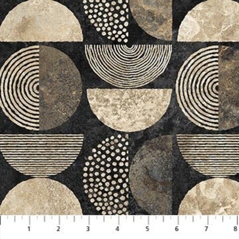 Northcott - Stonehenge Retro Vibes /  Half Moon Black Multi / 27741-99