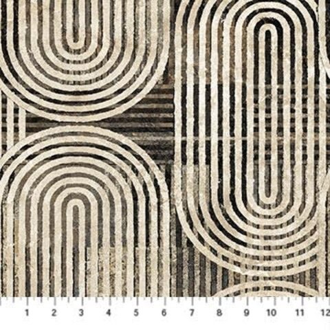 Northcott - Stonehenge Retro Vibes / Groovy Black Multi / 27740-99