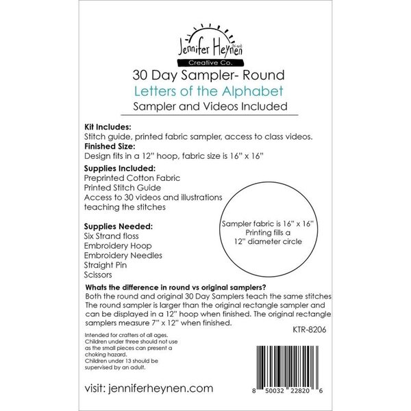 Embroidery 30 Day Sampler / Jennifer Heynen /  Letters Of The Alphabet