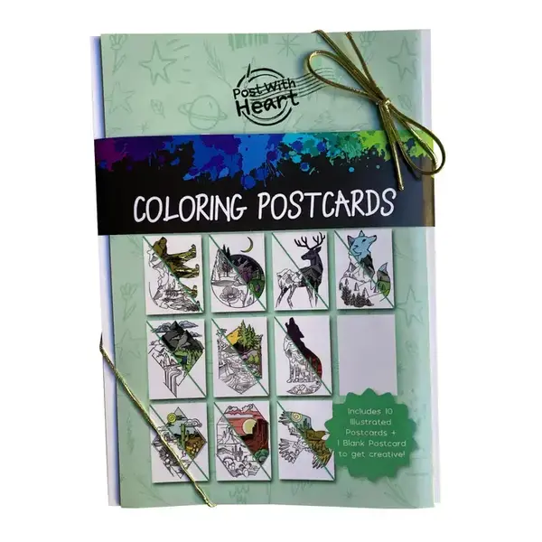  Post With Heart - Coloring Postcards / Nature / 11pc