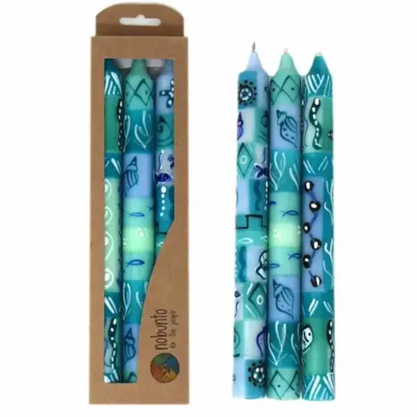  Global Crafts - Nobunto Hand Painted Votive Candles / Samaki Design  (3pc)