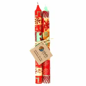  Global Crafts - Nobunto Hand Painted Dinner Candles  (2pc) Owoduni Design