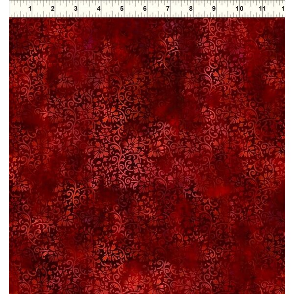 In The Beginning Fabrics Jason Yenter - Rainbow of Jewels / Vines / Red / 2RJ-2