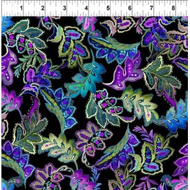 In The Beginning Fabrics Jason Yenter - Resplendent / Mosaic Leaf / Purple / Jyo-3