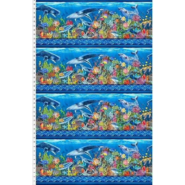 In The Beginning Fabrics Jason Yenter -  Calypso II / Ocean Water Border / Blue / 21CAL-1