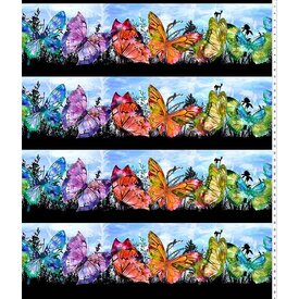 In The Beginning Fabrics Jason Yenter -  Elysian / Butterfly Border  / Rainbow/  1JYN-1