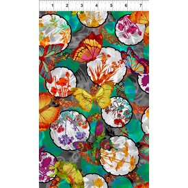 In The Beginning Fabrics Jason Yenter -  Dreamscapes II / Butterflies Floral /  Multi / 3JYH-1