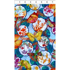 In The Beginning Fabrics Jason Yenter -  Dreamscapes II / Butterflies Floral / Aqa / 3JYH-2