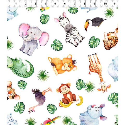 Jason Yenter -  Jungle Friends / Animals Tossed / White 4JF-1