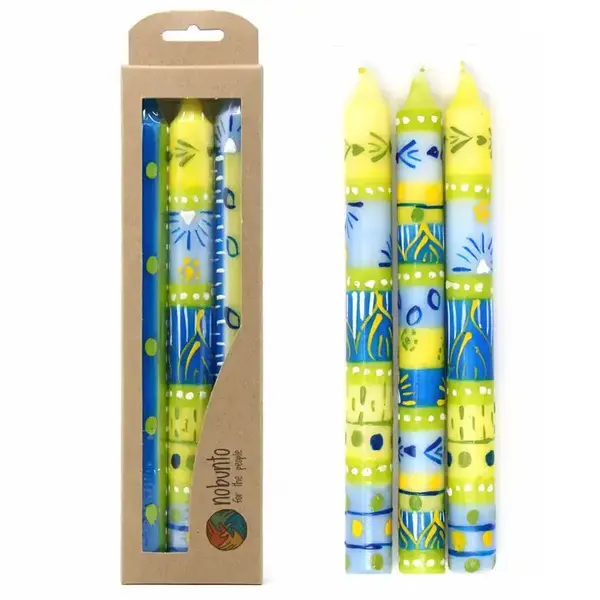  Global Crafts - Nobunto Hand Painted Dinner Candles  (3pc) Ihlobo Design