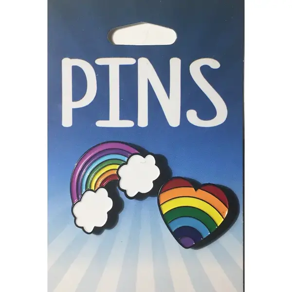  Kalan - Enamel Pin Set / 2pc / Rainbow and Heart
